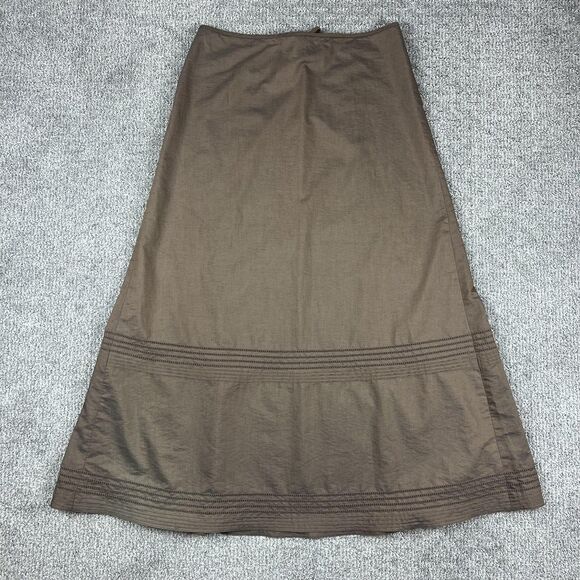 J Crew Skirt Womens 8 Brown A Line Maxi Button Retro Boho Peasant Modest - Picture 1 of 10